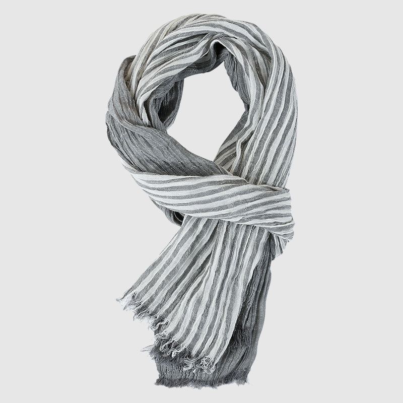 Lucas striped knit scarf soft lightweight woven blend with fringe detail fall layering essential