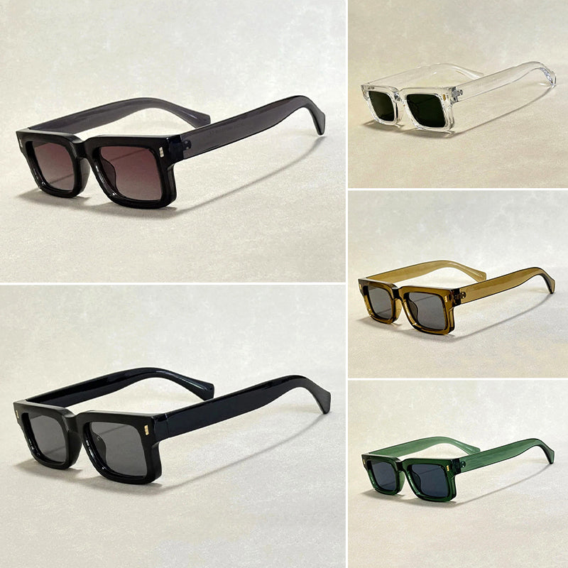 Sole Nero vintage sunglasses bold black frame UV400 lenses retro rectangular silhouette