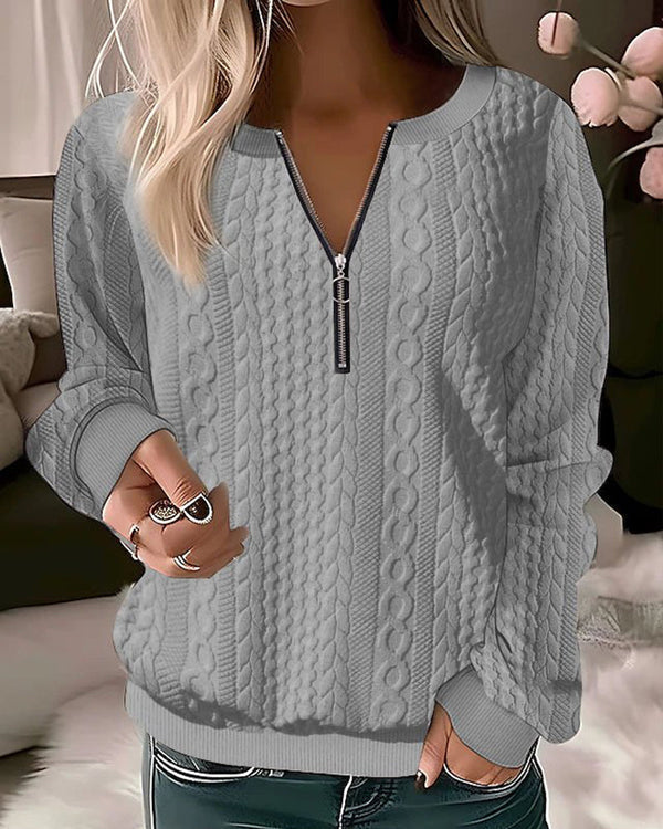 Lyra camel knitted half-zip sweater relaxed fit soft cozy fabric everyday casual layering