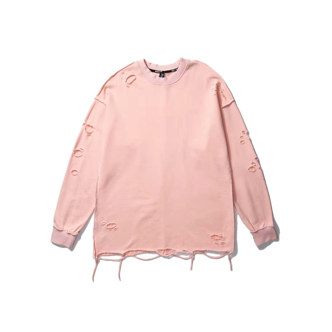 Dune unisex distressed cotton sweatshirt loose relaxed fit with subtle ripped accents street style