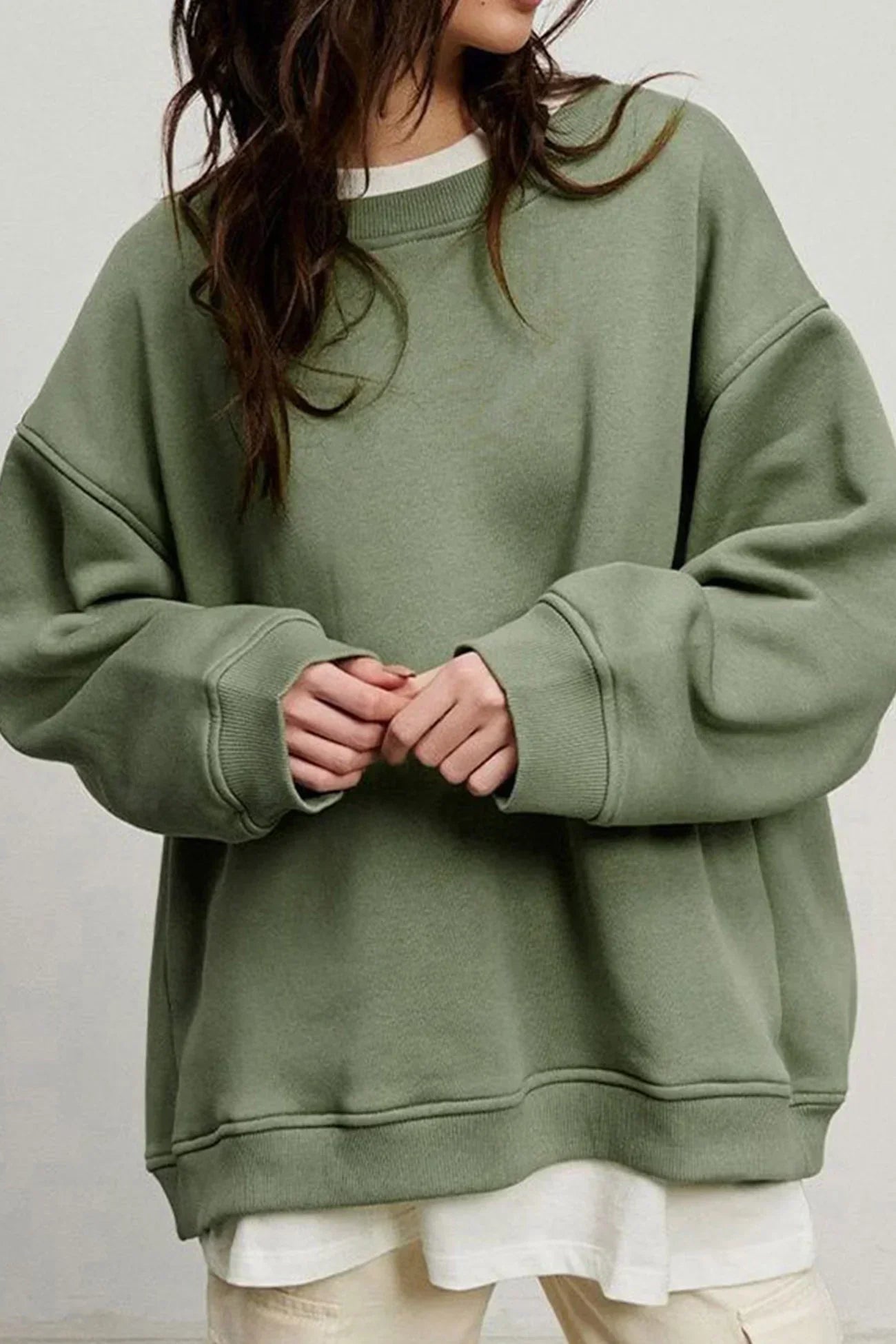 Women's oversized organic cotton crew neck sweatshirt in bright vibrant color relaxed fit
