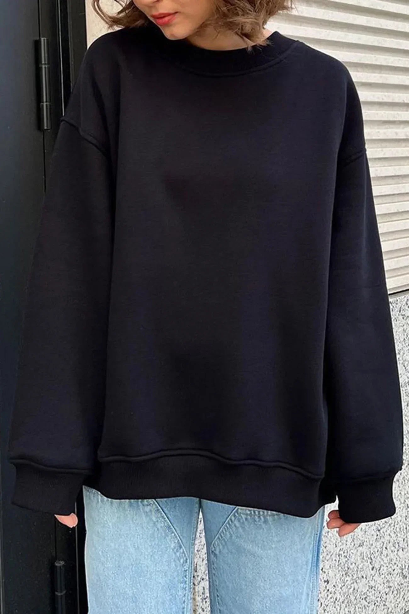 Women's oversized organic cotton crew neck sweatshirt in bright vibrant color relaxed fit