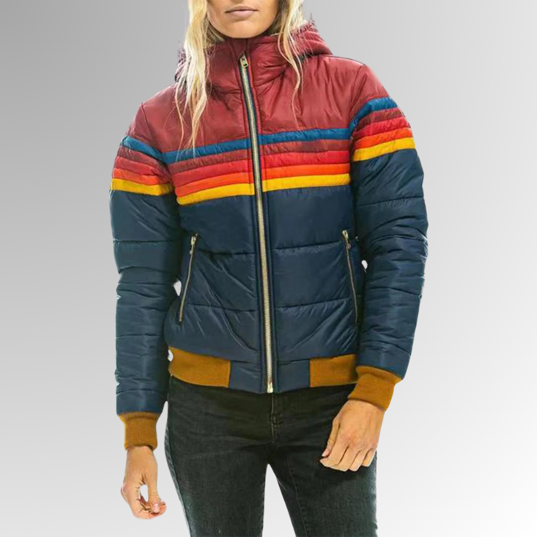 Sorrel waterproof lightweight puffer jacket bold color-block design with zip pockets for winter