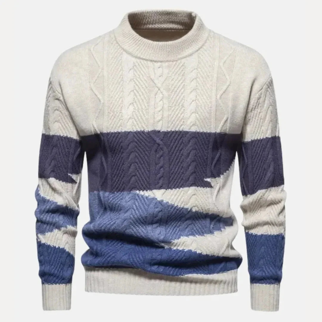 Spencer unisex gradient cable-knit sweater in multicolor, relaxed layering fit with bold ombre texture