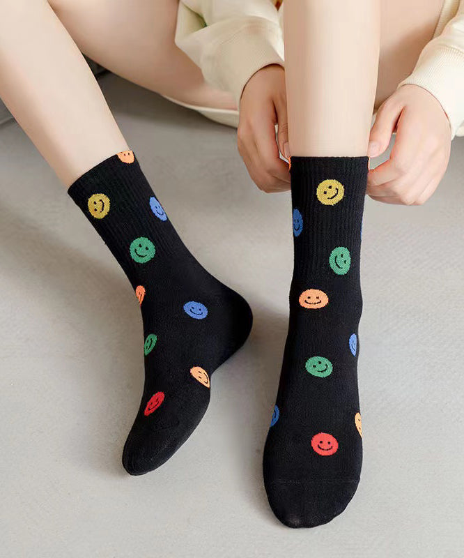 Chaussettes mi-mollet japonaises mignonnes avec visage souriant, printemps-automne - Urbann-Vibe