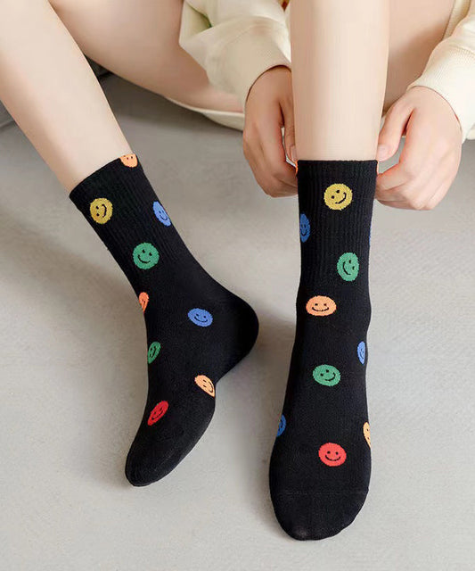 Chaussettes mi-mollet japonaises mignonnes avec visage souriant, printemps-automne - Urbann-Vibe