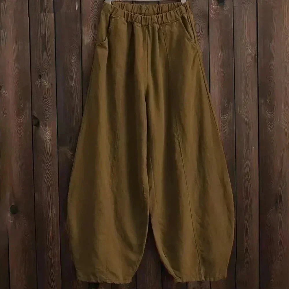 Women's wide leg pants relaxed fit elastic waist full-length breathable casual trousers Nordisk-Flair