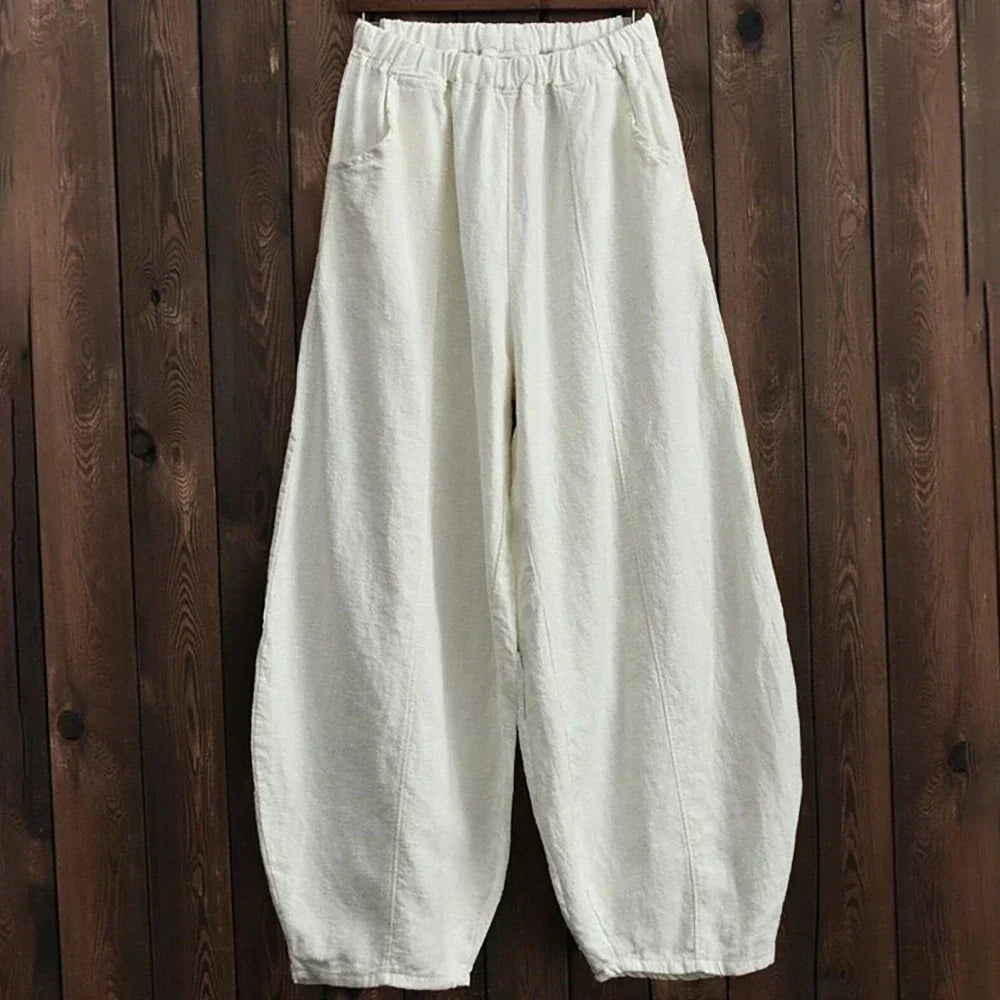 Women's wide leg pants relaxed fit elastic waist full-length breathable casual trousers Nordisk-Flair