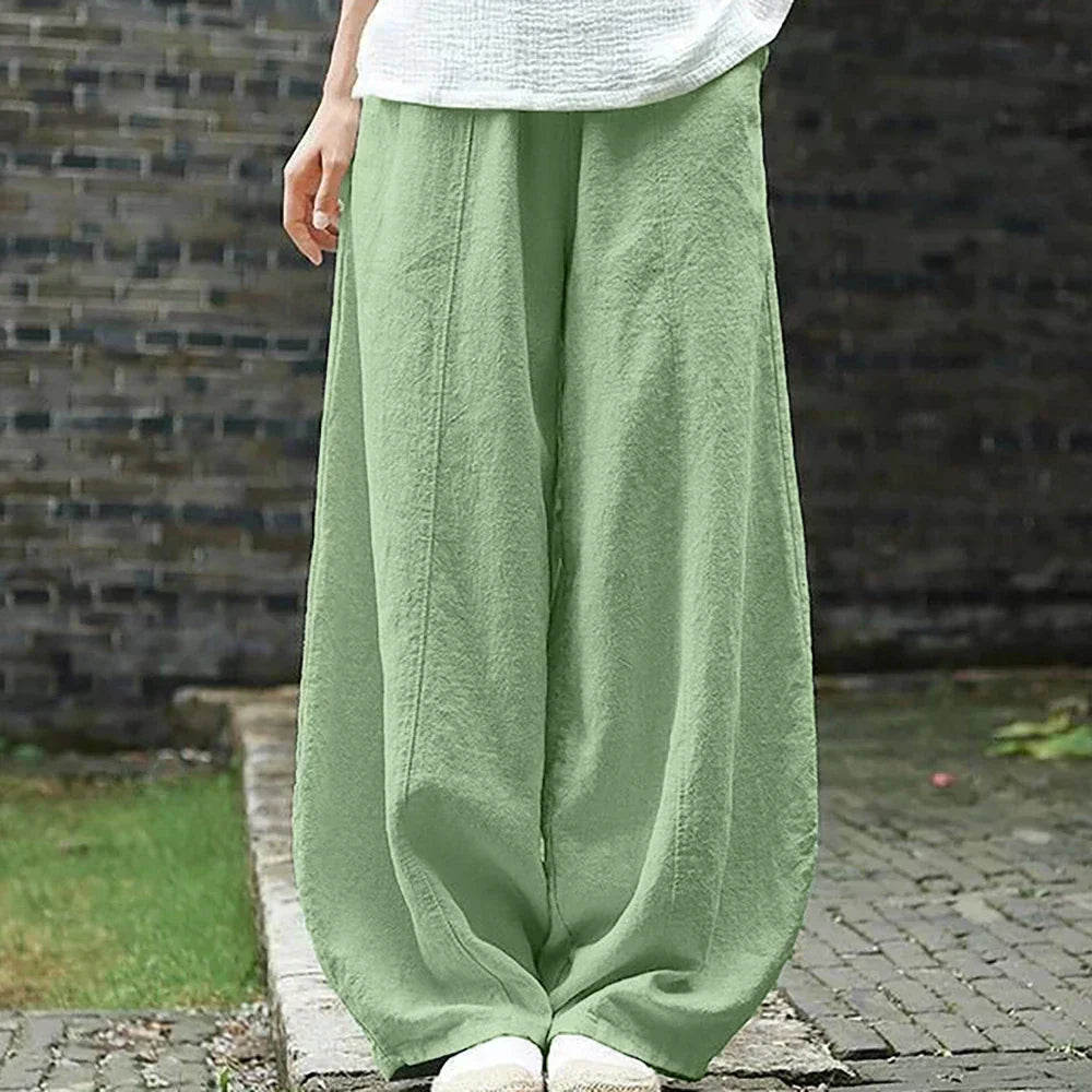 Women's wide leg pants relaxed fit elastic waist full-length breathable casual trousers Nordisk-Flair