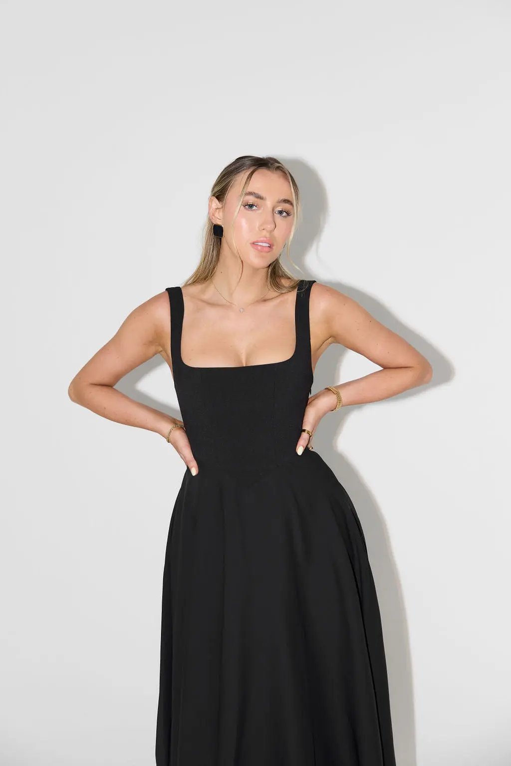 Women's square neck midi dress sleeveless soft breathable fabric effortless summer elegance