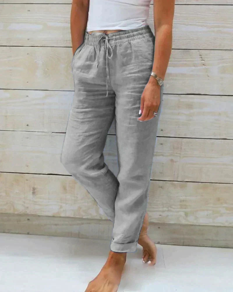 Women's light linen summer trousers breathable wide-leg cut versatile fashion-forward casual style