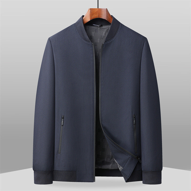 Steel gray matte bomber jacket structured silhouette with sharp urban finish by Alessandro Veneti