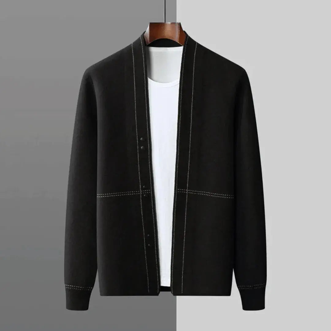 Stéphane Parker virgin wool cardigan rich texture topstitched detailing hand-knit luxury layer