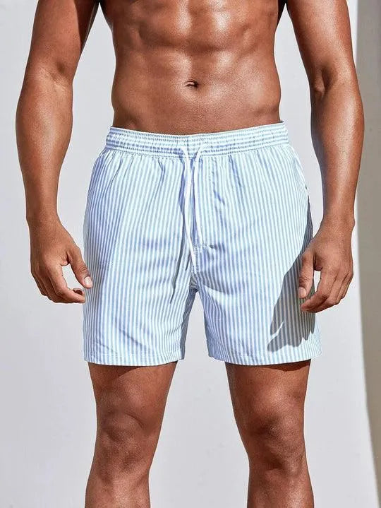 Men's striped swim shorts quick-dry fabric relaxed fit classic beach style summer comfort
