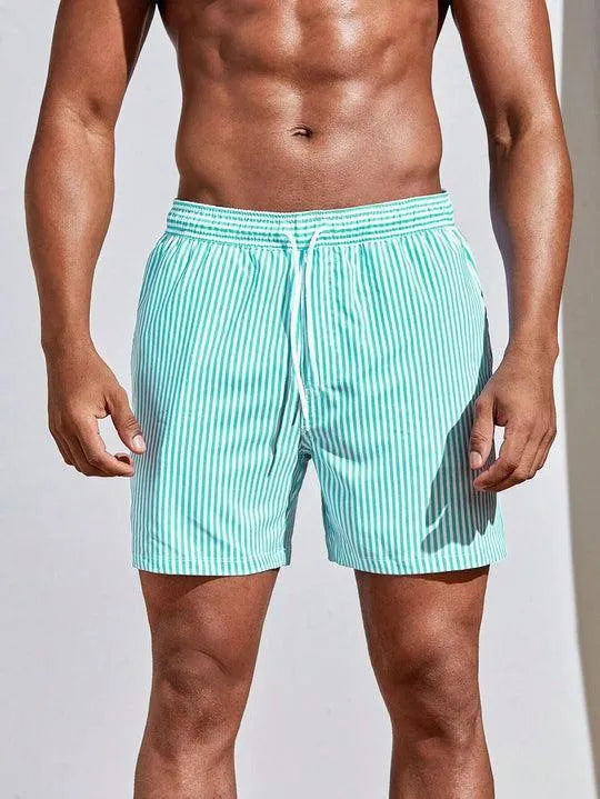 Men's striped swim shorts quick-dry fabric beach style comfortable modern fit