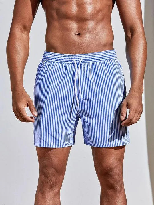 Men's striped swim shorts quick-dry fabric beach style lightweight summer comfort fit