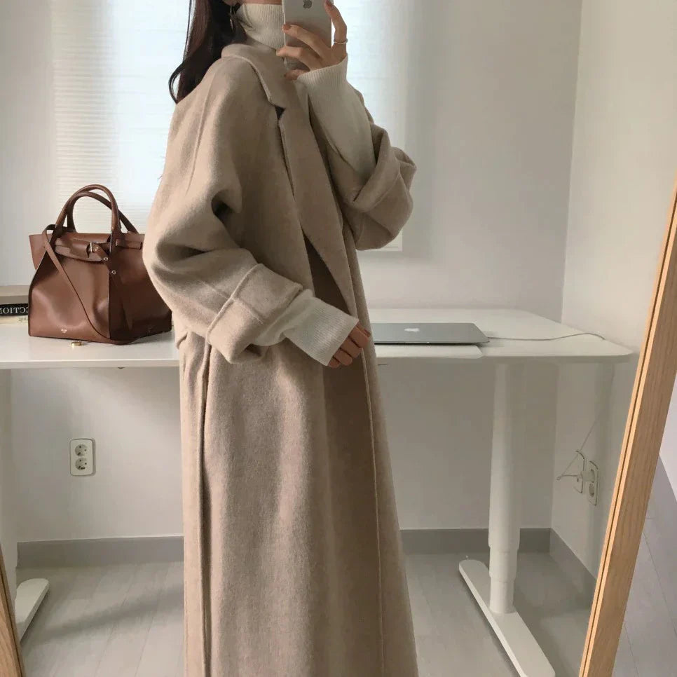 Women's soft wrinkle-free winter coat feminine relaxed fit versatile for office and festive occasions