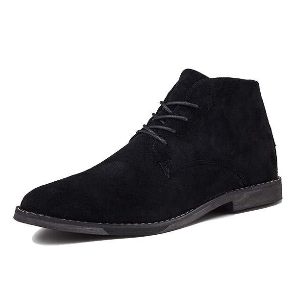 Men's suede lace-up ankle boots in neutral tone, classic silhouette for casual to formal versatility