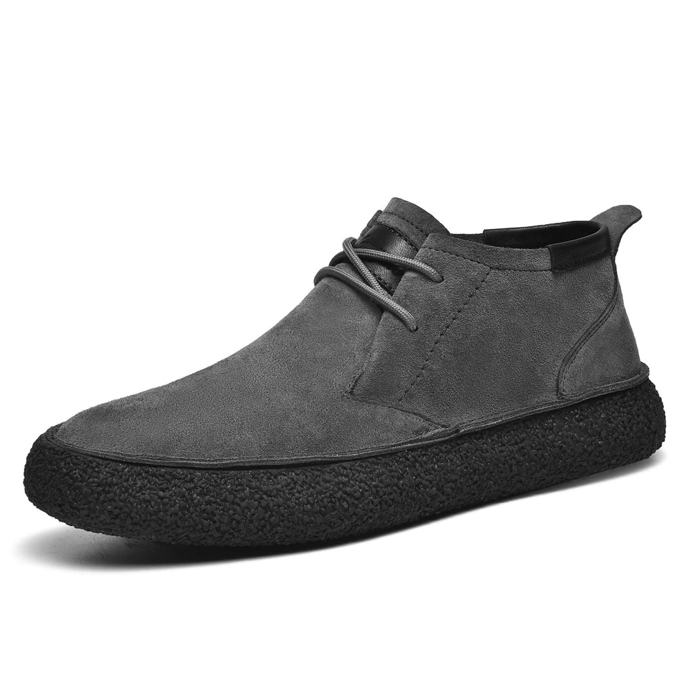 Men's premium suede leather sneakers cork sole, timeless casual style with refined comfort