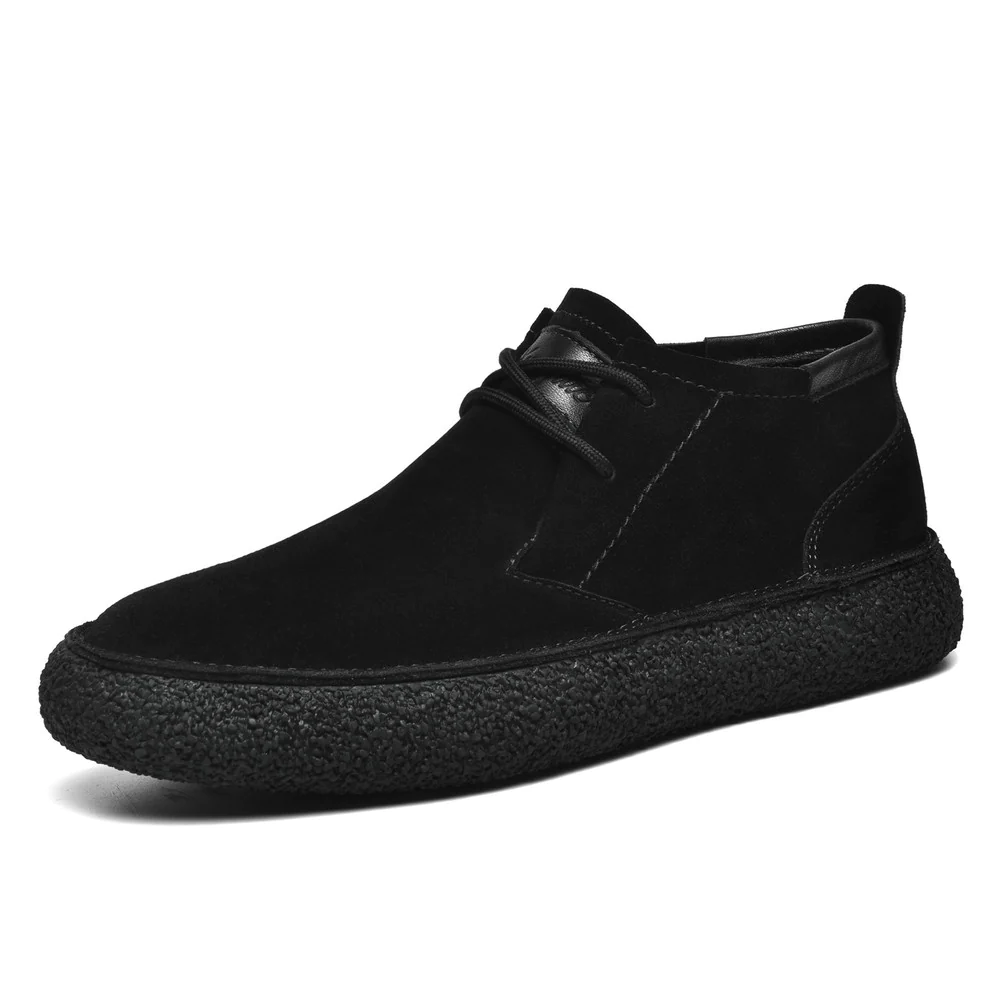 Men's premium suede leather sneakers cork sole, timeless casual style with refined comfort