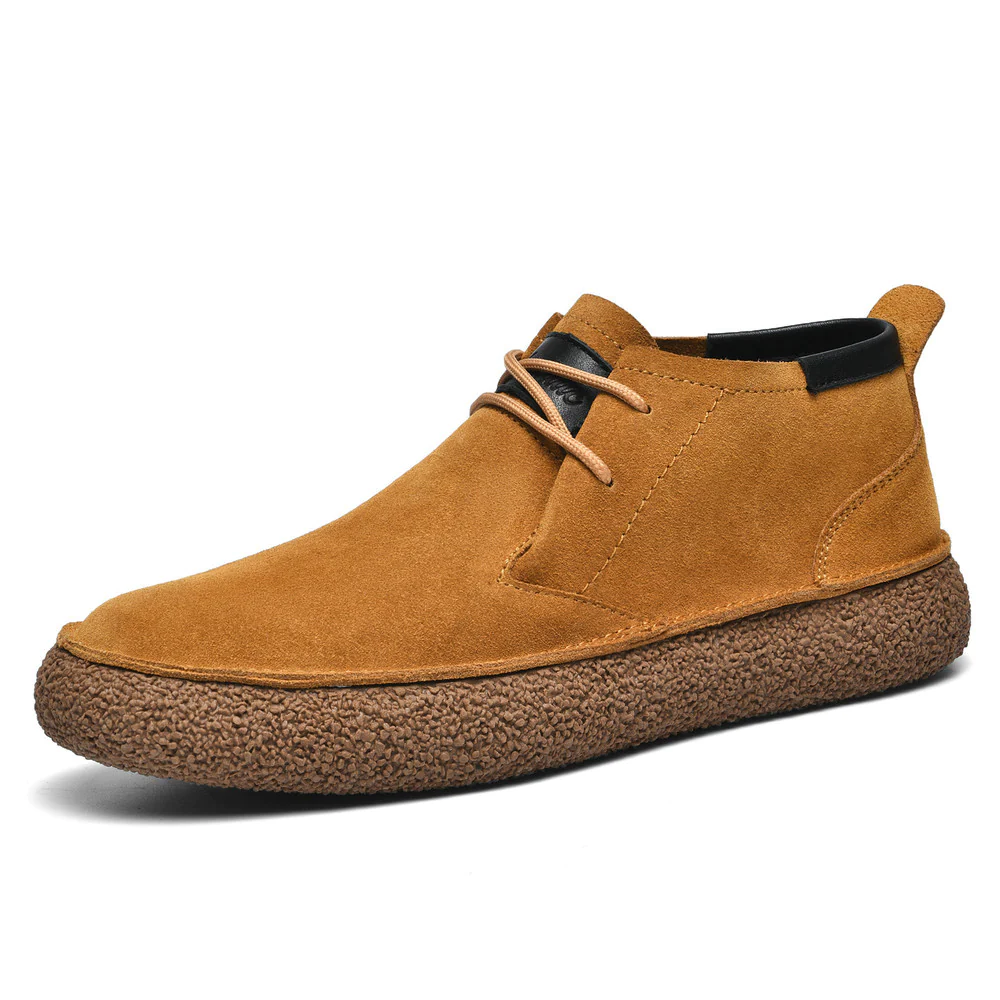 Men's premium suede leather sneakers cork sole, timeless casual style for active gentlemen
