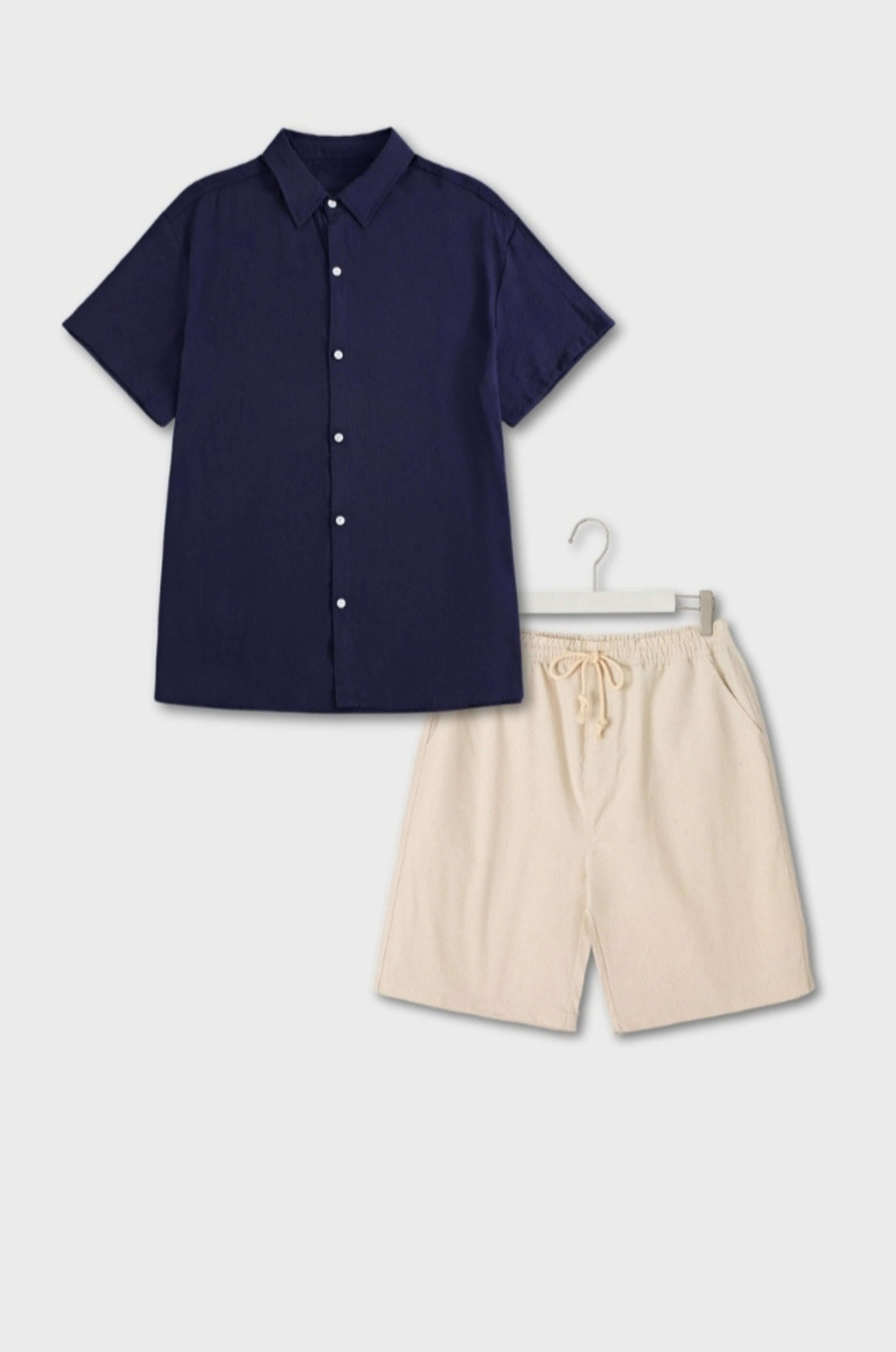 Unisex linen cotton beach set breathable relaxed fit casual summer two-piece lightweight warm weather