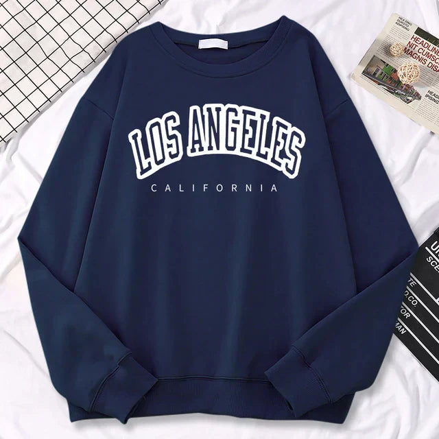 Women's oversized gray graphic print sweatshirt round neck casual relaxed fit everyday style