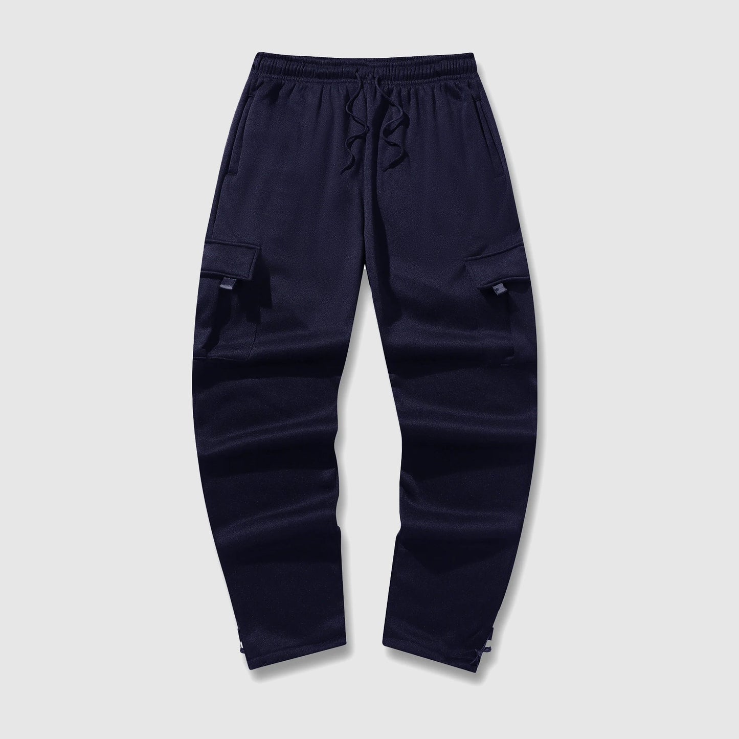Men's insulated thermal fleece jogger pants straight cut streetwear style with cargo pockets for cold weather