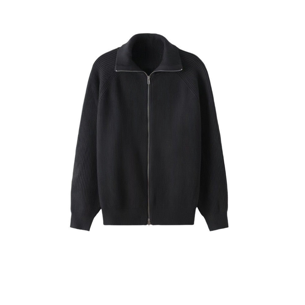 Men's zip-up knit cardigan warm thick sweater cozy modern layering essential for winter