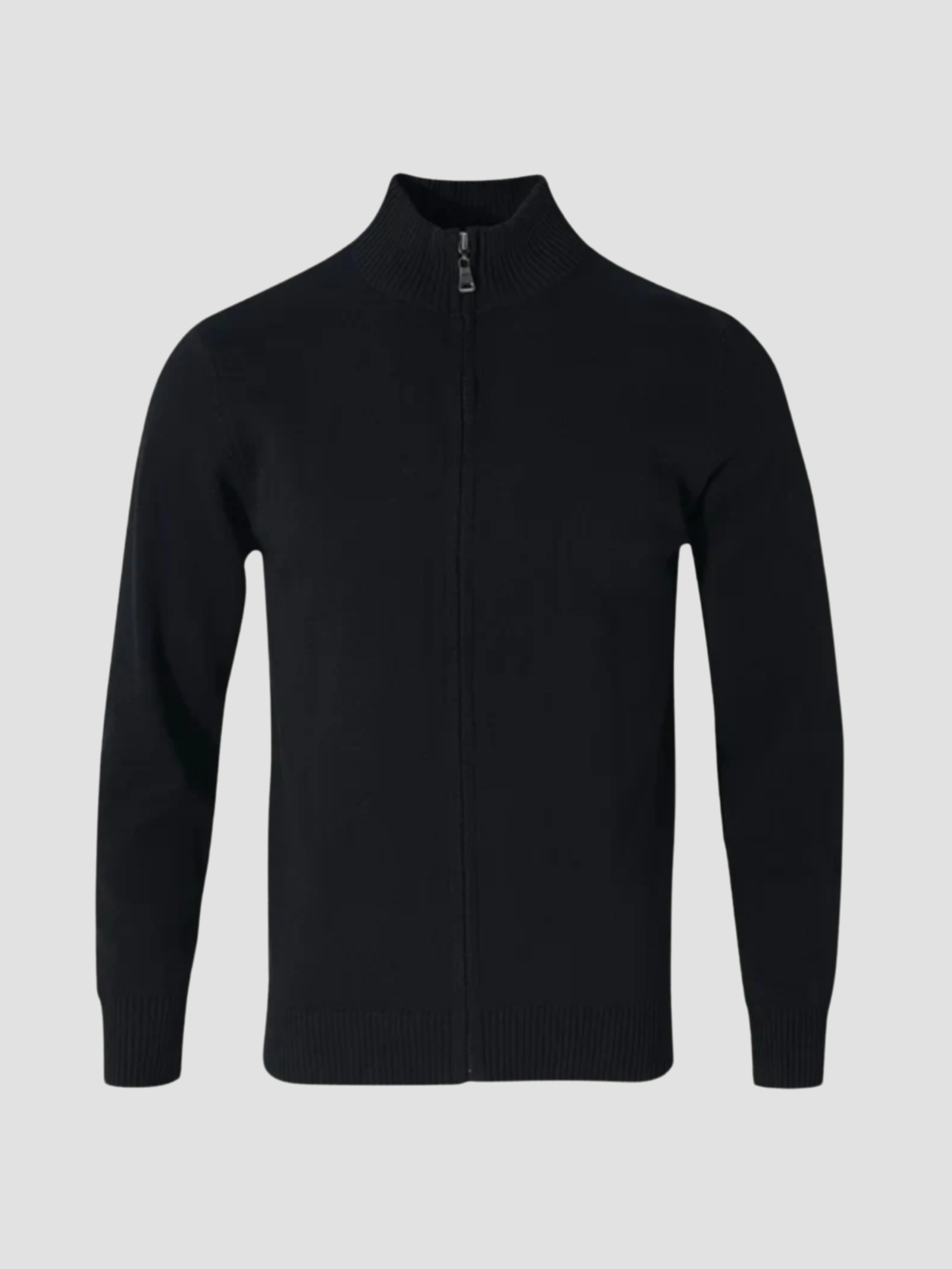 Men's zip-up cardigan full-length zipper soft fabric casual semi-formal slim versatile layering piece