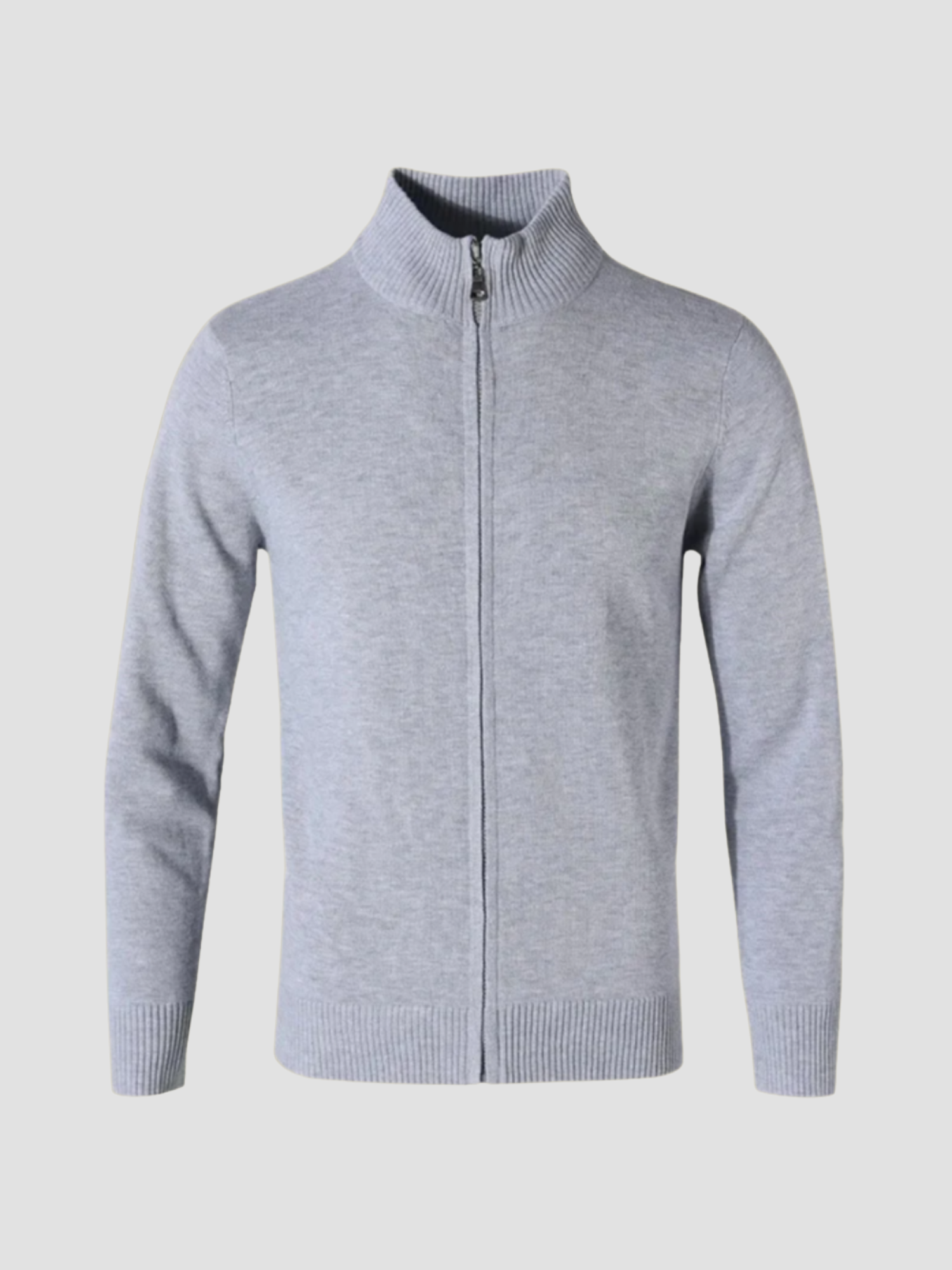 Men's zip-up cardigan full-length zipper soft fabric casual semi-formal versatile layering piece