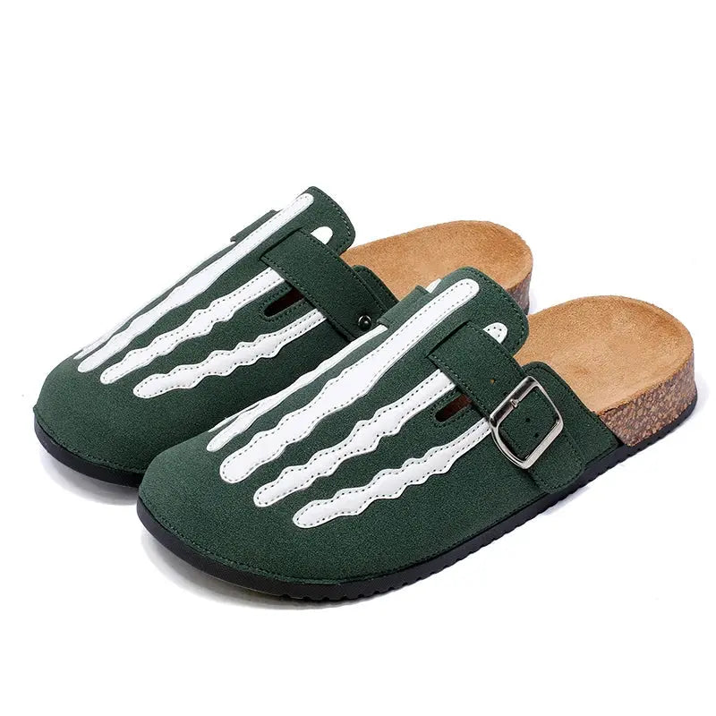 Men's striped cork clogs in bold multicolor, Roman-style silhouette with ergonomic EVA insole