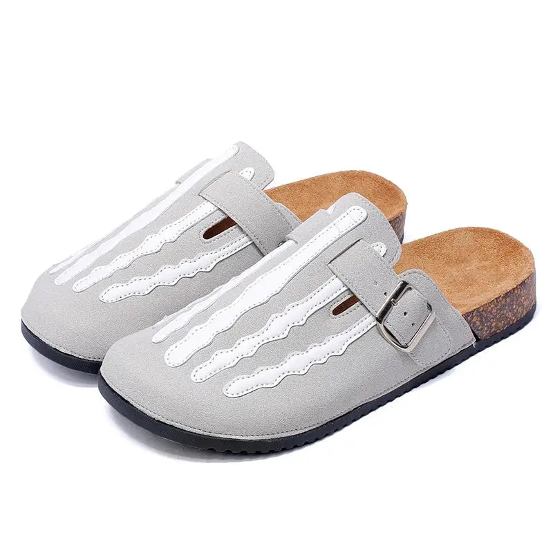 Men's striped cork clogs in bold multicolor, Roman-style silhouette with ergonomic EVA insole