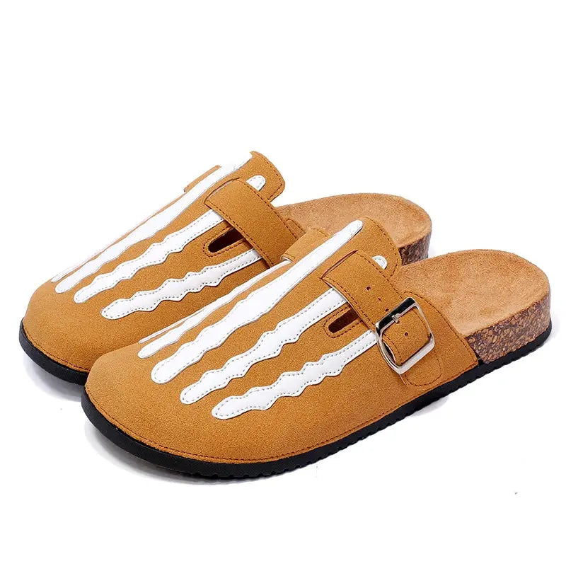 Men's striped cork clogs in bold multicolor Roman-style silhouette with ergonomic EVA insole