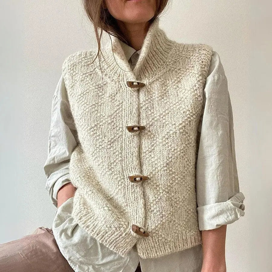 Knitted Sleeveless Vest for Women – Vintage Style, Comfortable Fit - Wavlynn