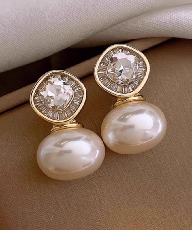 Boucles d'oreilles à tige en alliage de cuivre doré et perles de zircon - Urbann-Vibe