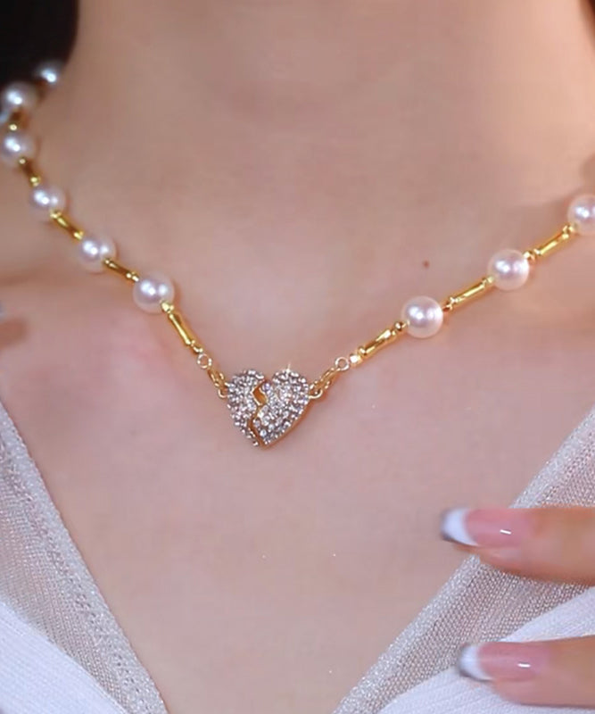Collier avec pendentif en argent sterling doré et perle et zircon - Urbann-Vibe