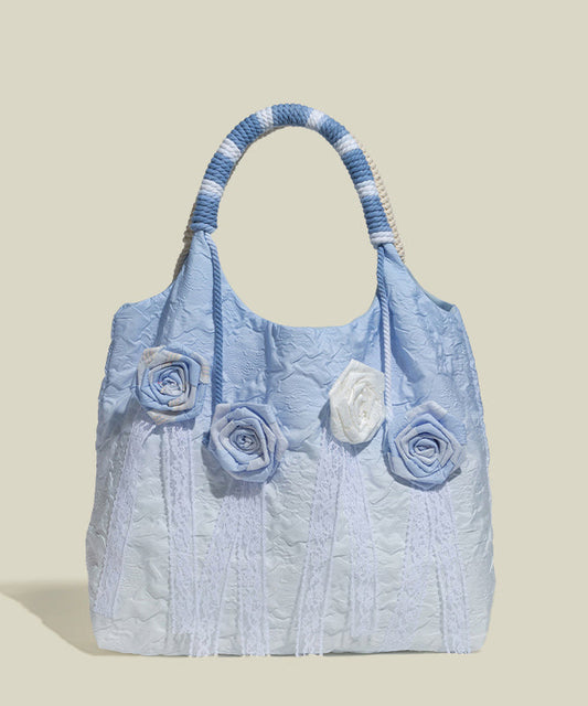 Sacs fourre-tout en coton à motif floral bleu dégradé de style - Urbann-Vibe