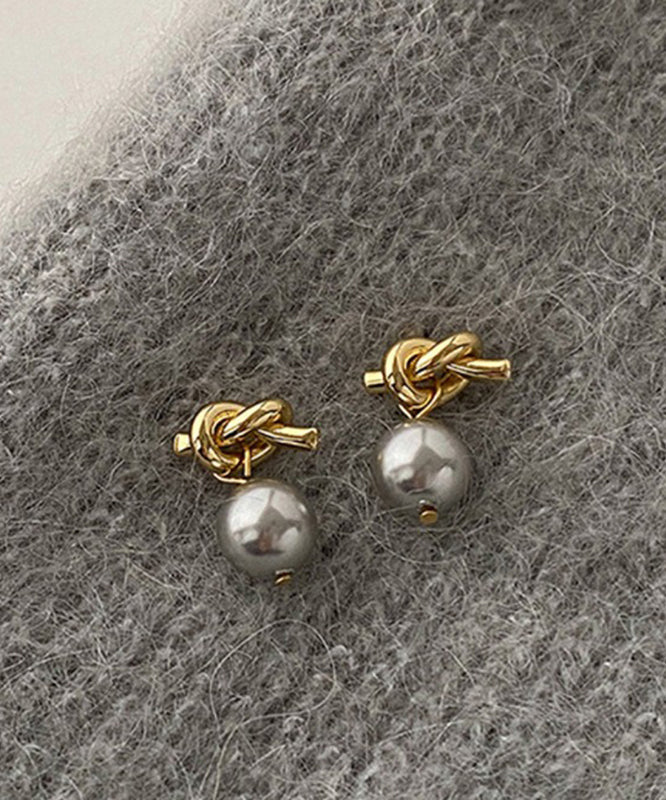 Boucles d'oreilles pendantes en résine et perles surdorées en cuivre gris - Urbann-Vibe