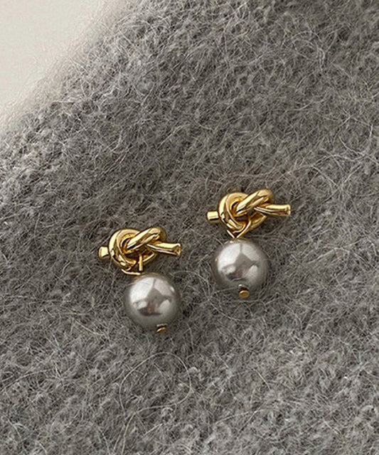 Boucles d'oreilles pendantes en résine et perles surdorées en cuivre gris - Urbann-Vibe