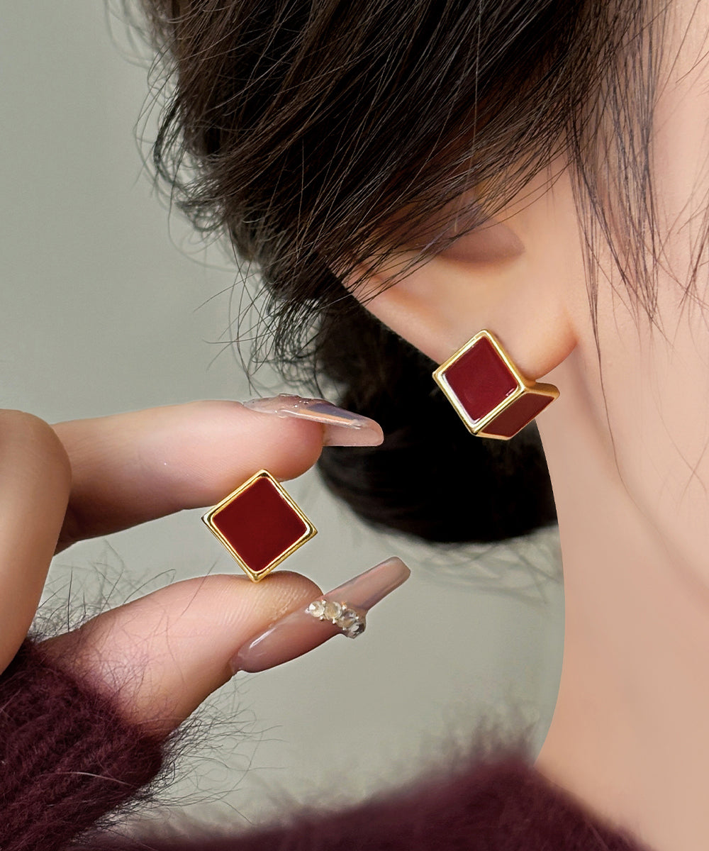 Boucles d'oreilles à tige carrées en cuivre surdoré de style mûrier - Urbann-Vibe
