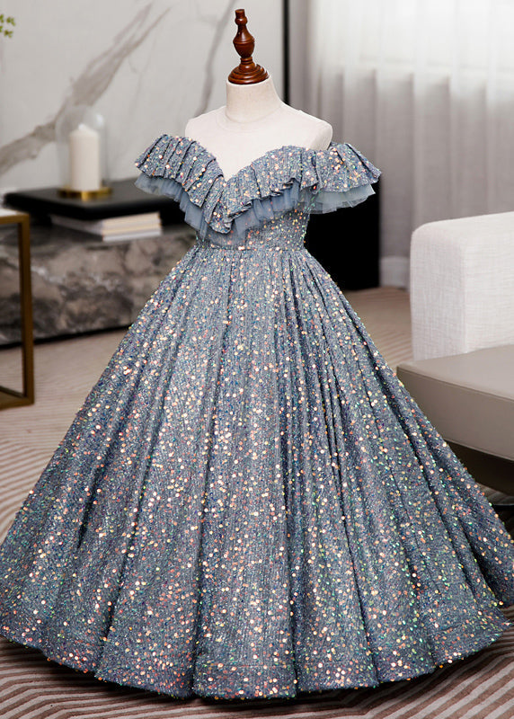 Robe longue d'été à paillettes froissées et asymétrique pour enfants - Urbann-Vibe