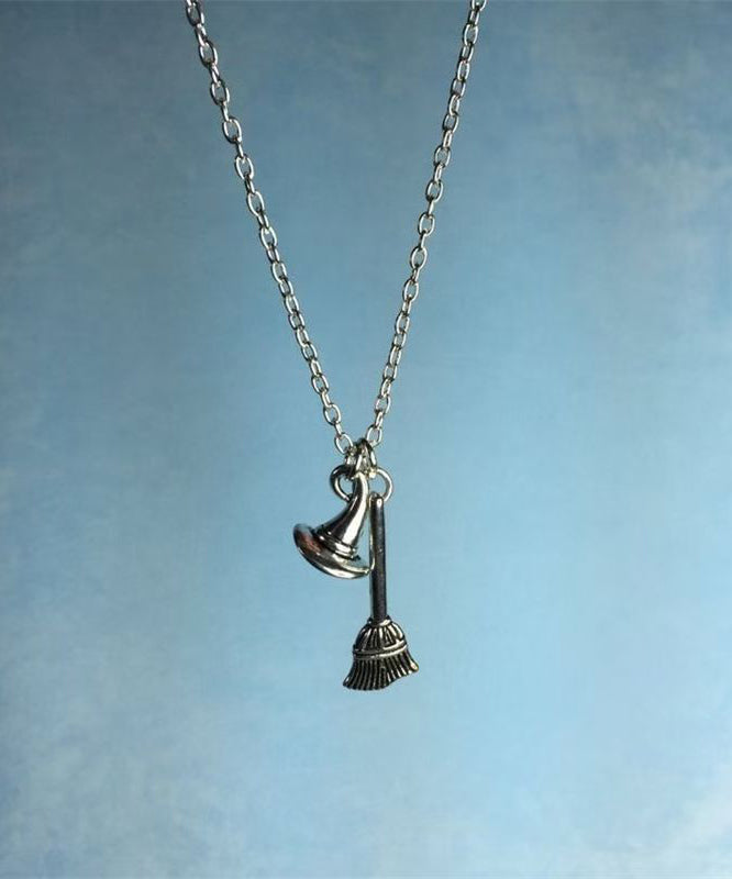 Collier avec pendentif en chaîne en acier inoxydable et soie, style balai et chapeau - Urbann-Vibe