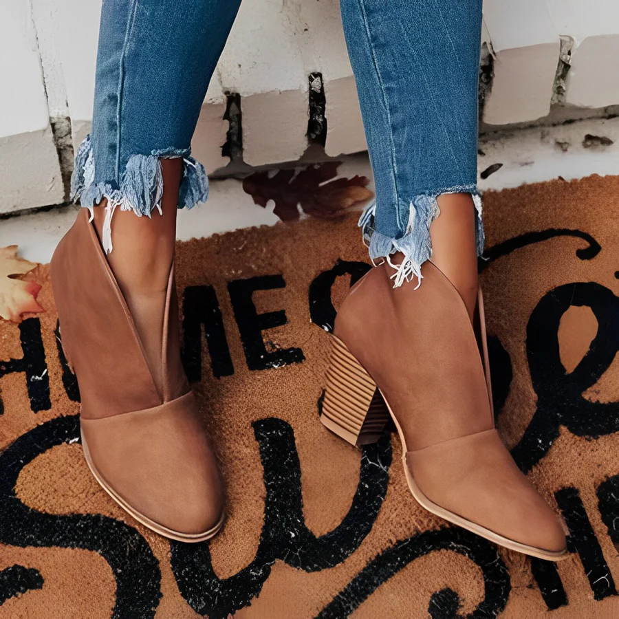 Women's open toe pointed ankle booties in elegant silhouette, versatile all-day comfort style