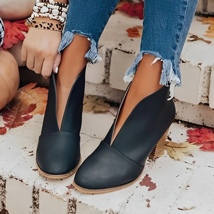 Women's elegant pointed toe open ankle boots in neutral tone, versatile all-day comfort booties