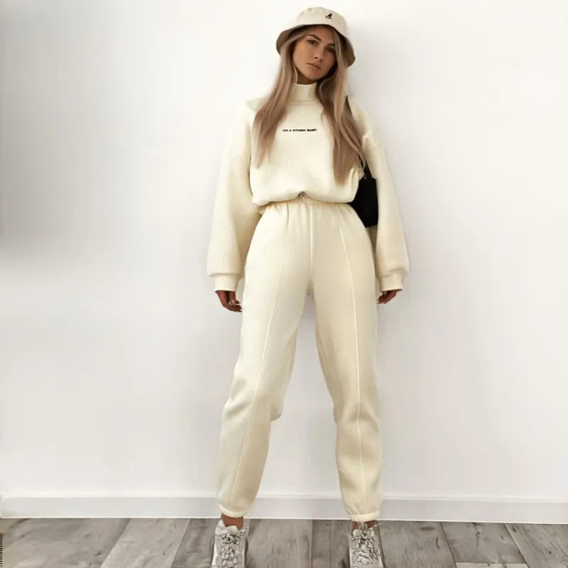Women's tracksuit comfortable fit training relaxation stylish polyester blend modern athletic wear
