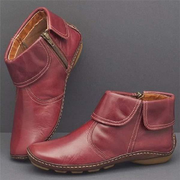 Women's black faux leather ankle boots cushioned insole flexible rubber outsole all-day comfort