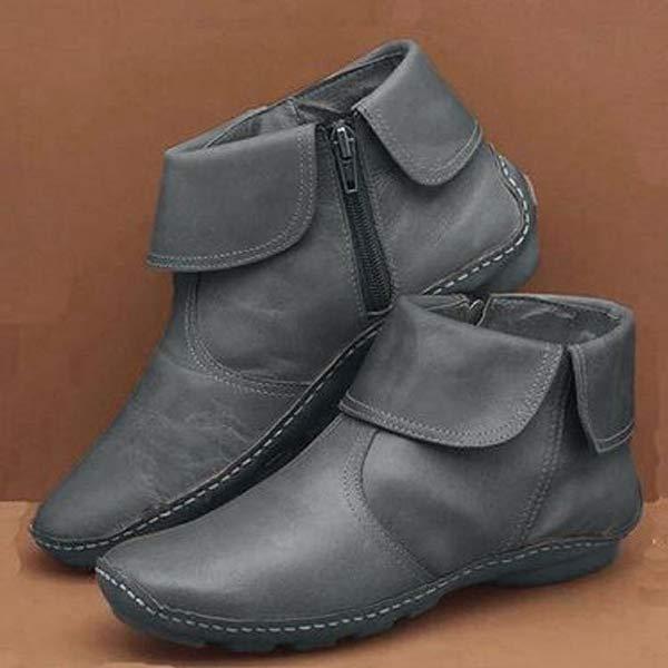 Women's black faux leather ankle boots cushioned insole flexible rubber outsole all-day comfort