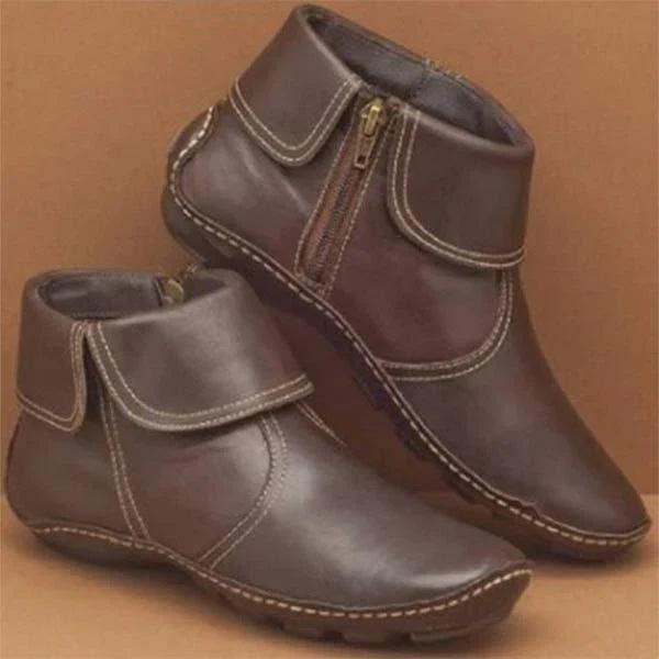 Women's ankle boots faux leather cushioned insole flexible rubber outsole all-day comfort casual style