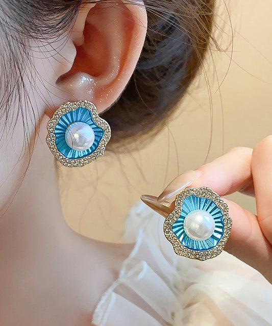 Boucles d'oreilles à tige élégantes en alliage de zircon bleu - Urbann-Vibe